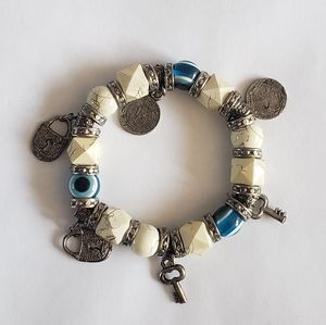 Greek charm chunky beaded charm bracelet